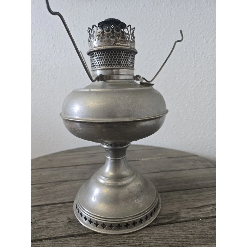 Antique 1900's Nickel Plated Oil Table Lamp Base Only